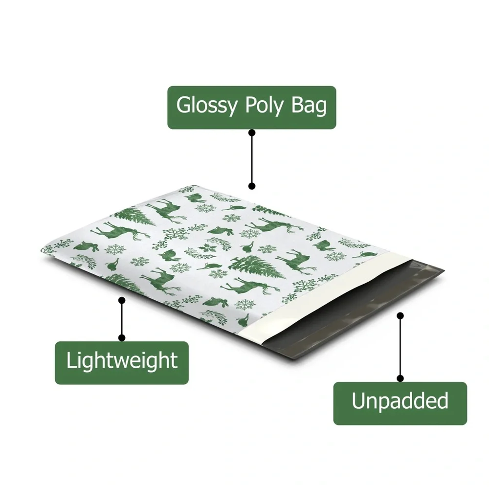 Winter Deer Poly Mailers 10x13 Pack of 25